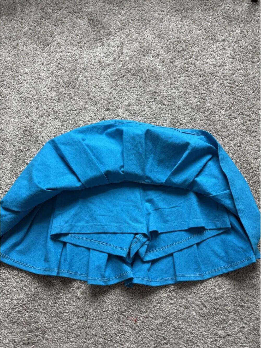 Urban Outfitters NWT Women’s Med Blue Pleated Micro Mini Skort Festival - Picture 4 of 7